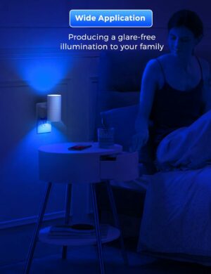 Night Light Bluey Night Light Blue Night Lights Plug into Wall Light Sensor Dimmable Night Light Calm Blue Night Light for Christmas Holiday Bedroom Hallway 2 Pack 5