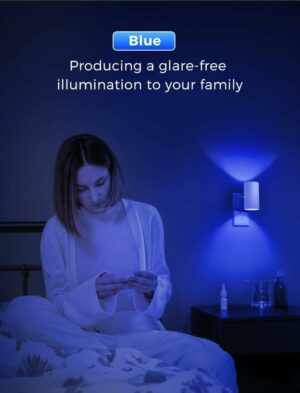 Night Light Bluey Night Light Blue Night Lights Plug into Wall Light Sensor Dimmable Night Light Calm Blue Night Light for Christmas Holiday Bedroom Hallway 2 Pack 6