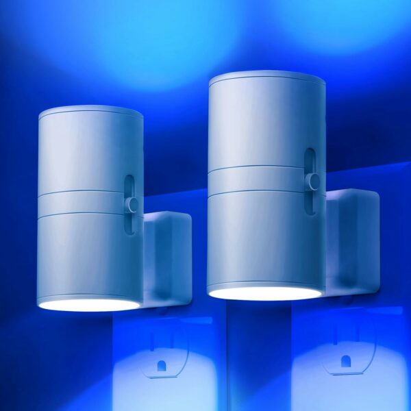 Night Light, Bluey Night Light, Blue Night Lights Plug into Wall, Light Sensor, Dimmable Night Light, Calm Blue Night Light for Christmas, Holiday, Bedroom, Hallway, 2 Pack
