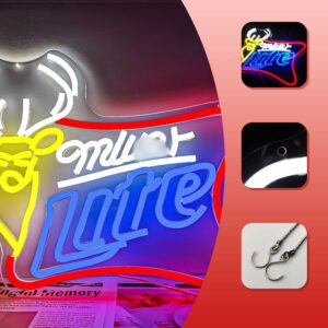 Miller Lite Beer Neon Sign for Wall Decor Dimmable Bar Neon Beer Sign Deer Neon Light Signs (1)