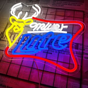 Miller Lite Beer Neon Sign for Wall Decor Dimmable Bar Neon Beer Sign Deer Neon Light Signs (6)