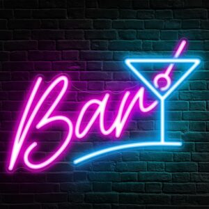 Retro Neon Bar Signs for Home Bar, LED Bar Sign for Man Cave Pub Cocktails Party