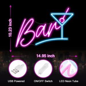 Retro Neon Bar Signs for Home Bar, LED Bar Sign for Man Cave Pub Cocktails Party (3)