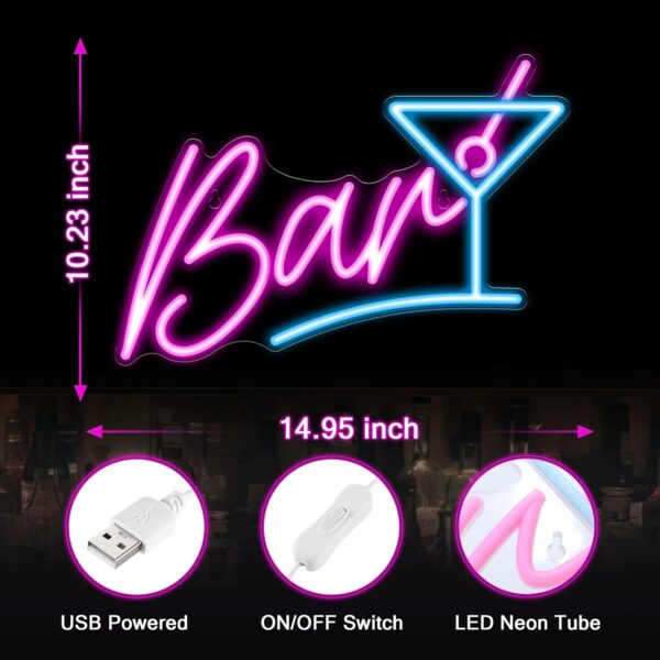 Retro Neon Bar Signs for Home Bar, LED Bar Sign for Man Cave Pub Cocktails Party
