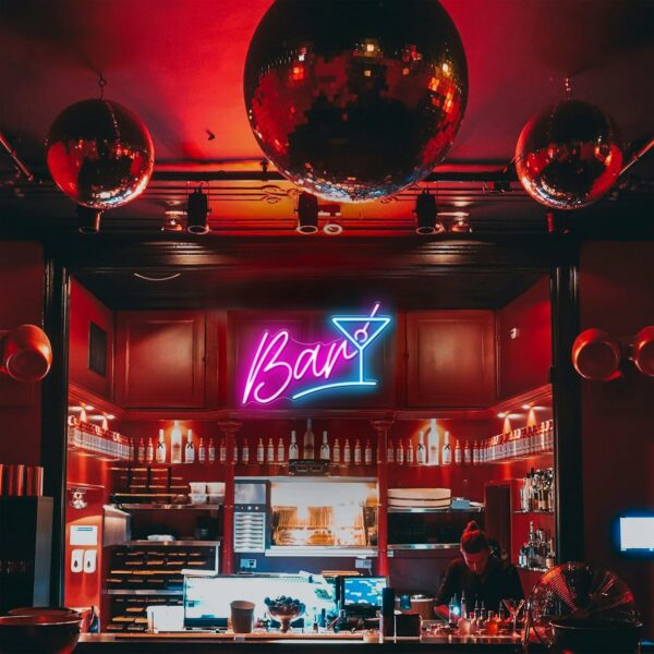 Retro Neon Bar Signs for Home Bar, LED Bar Sign for Man Cave Pub Cocktails Party