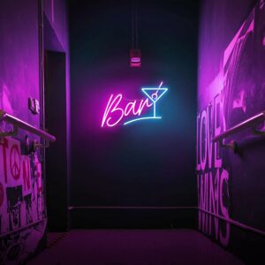 Retro Neon Bar Signs for Home Bar, LED Bar Sign for Man Cave Pub Cocktails Party (6)