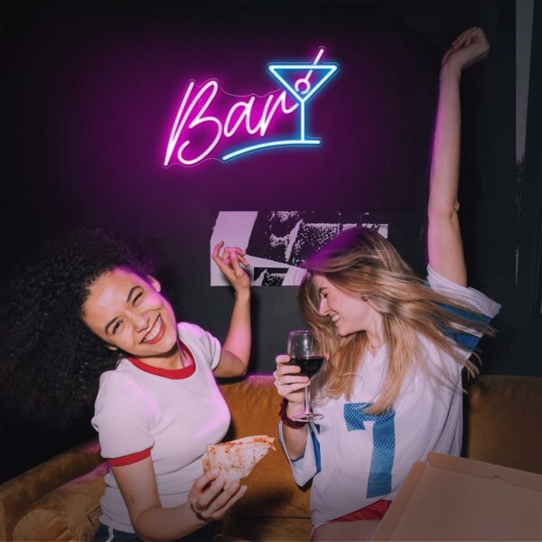 Retro Neon Bar Signs for Home Bar, LED Bar Sign for Man Cave Pub Cocktails Party