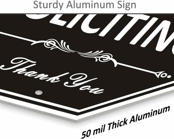 Heavy Duty No Soliciting Sign for House – All Metal Construction No Soliciting Yard Sign – 14″ x 7″ – Aluminum – with 28″ Long Stake