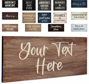Personalized Signs for Home, Custom Sign with Any Text, 3 Sizes – 12 Background Options & 8 Fonts – Customizable Sign 11X5