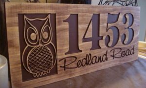Custom Wood Address Sign With Owl Personalized Wood Signs